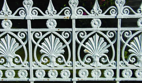 White painted cast iron railings