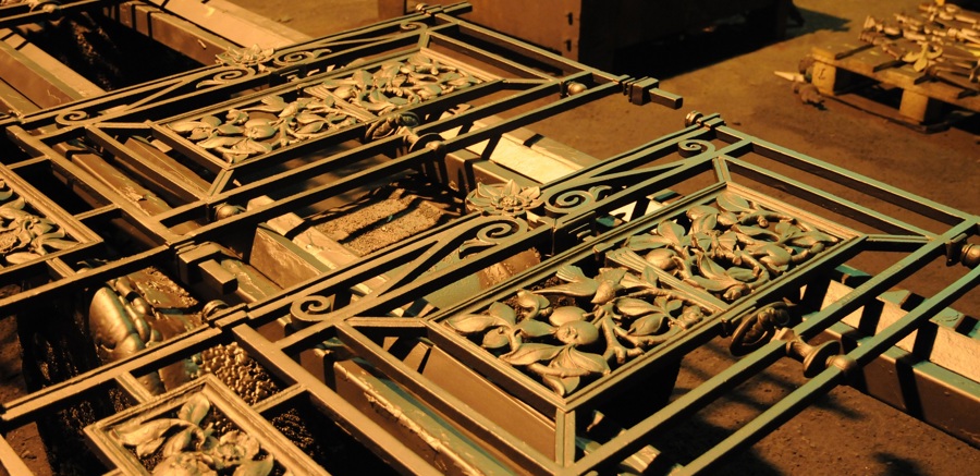 A gate made from iron in a workshop