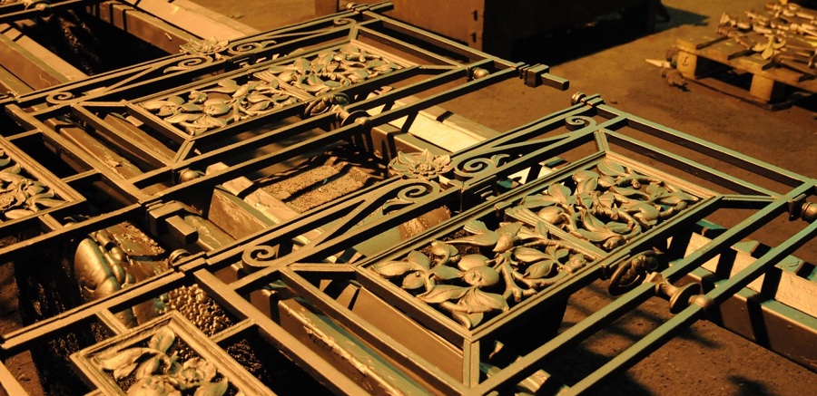 Metal gates on top of a unit in a factory