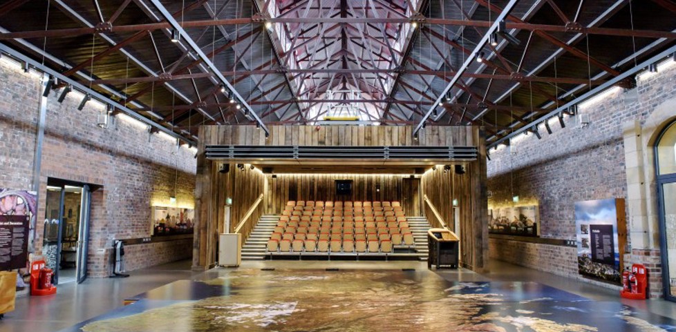 A giant map of Scotland, in front of an auditorium