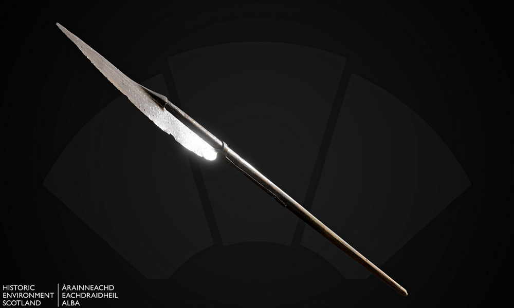 A 3D scan of a large spear-like weapon